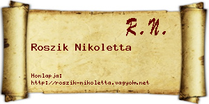 Roszik Nikoletta névjegykártya